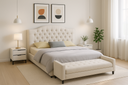 Cama Leather 1.5*2.0 Beige claro
