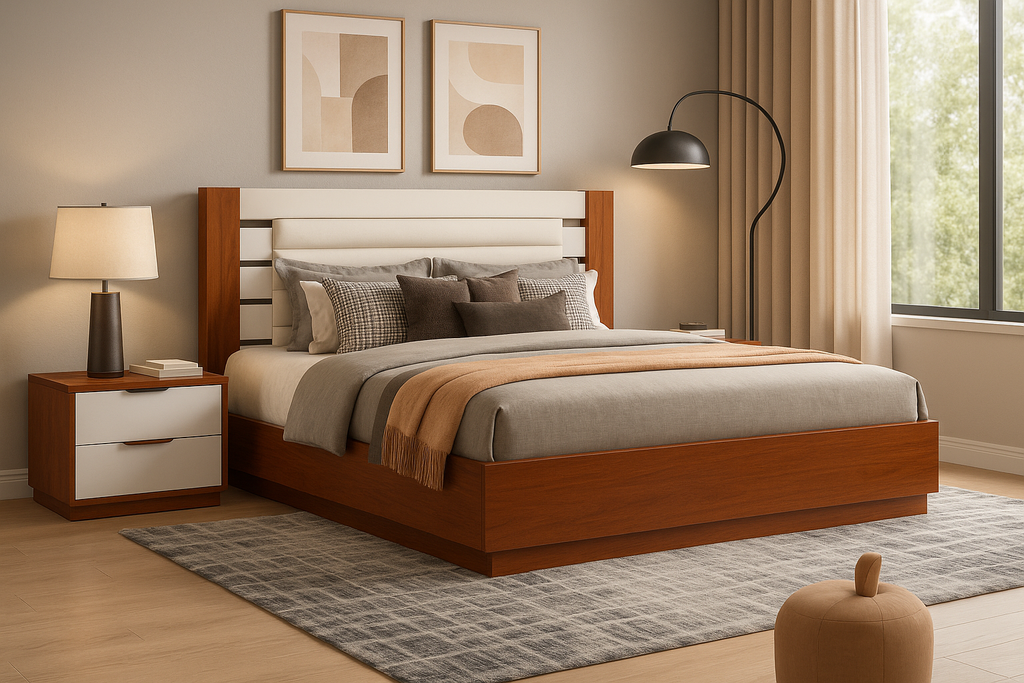 Cama- Branco glossy + Castanho- L1870 x L2100 x A500 