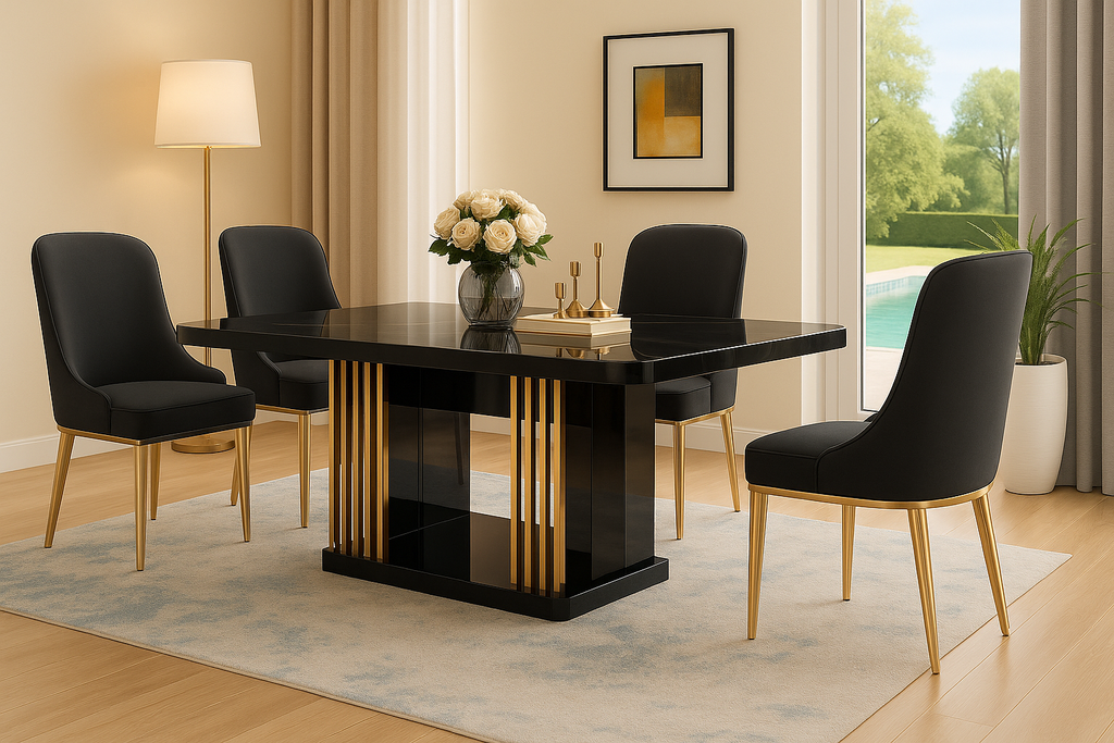 Mesa de jantar- Branco glossy + Cromo- L2000 x L1000 x A760