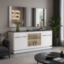 Armário sala de jantar L1800 x L400 x A850 Branco glossy + vidro preto