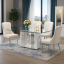 Mesa de jantar- Branco glossy + Cromo- L2000 x L1000 x A760 