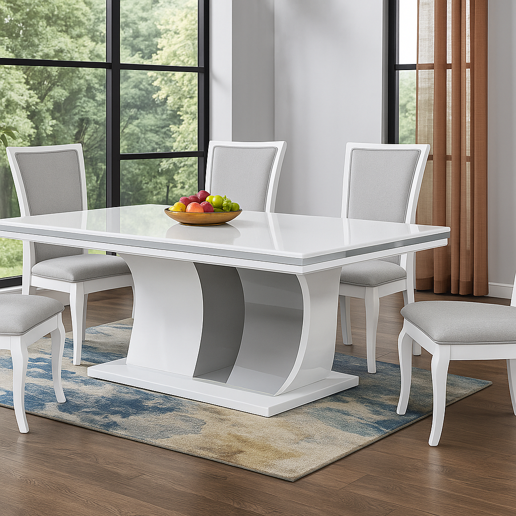 Mesa de jantar- Branco glossy + Cinza- L2000 x L1000 x A750 