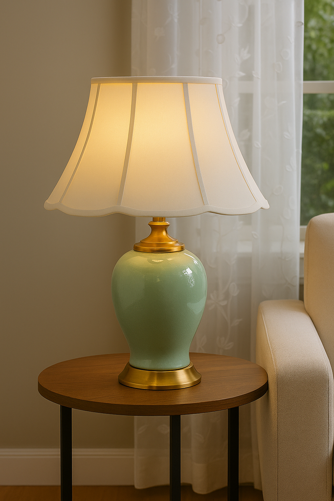 Candieero De Mesa  Ceramica Verde e Dourado 