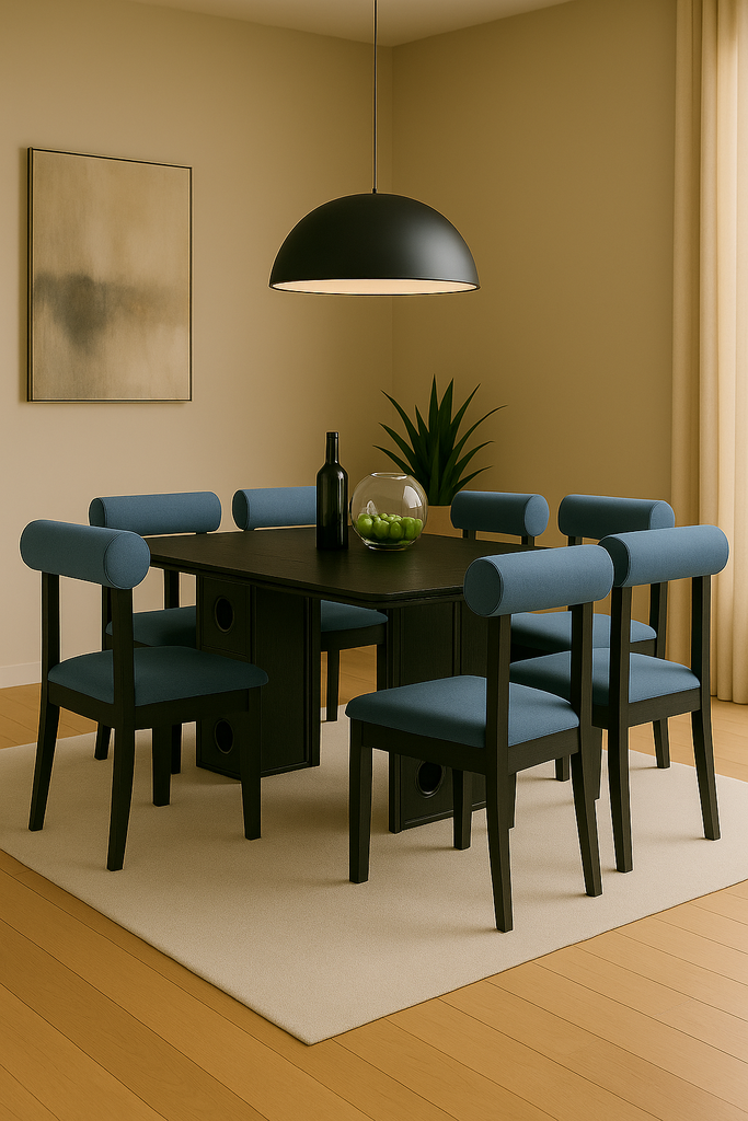 Mesa de Jantar Preta com 6 Cadeiras