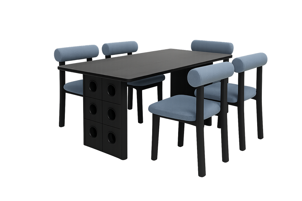 Mesa de Jantar Preta com 6 Cadeiras