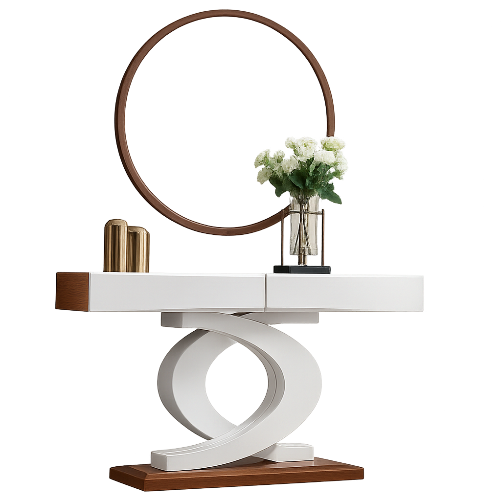 Aparador L1300 x L380 x A800 Castanho + Branco glossy