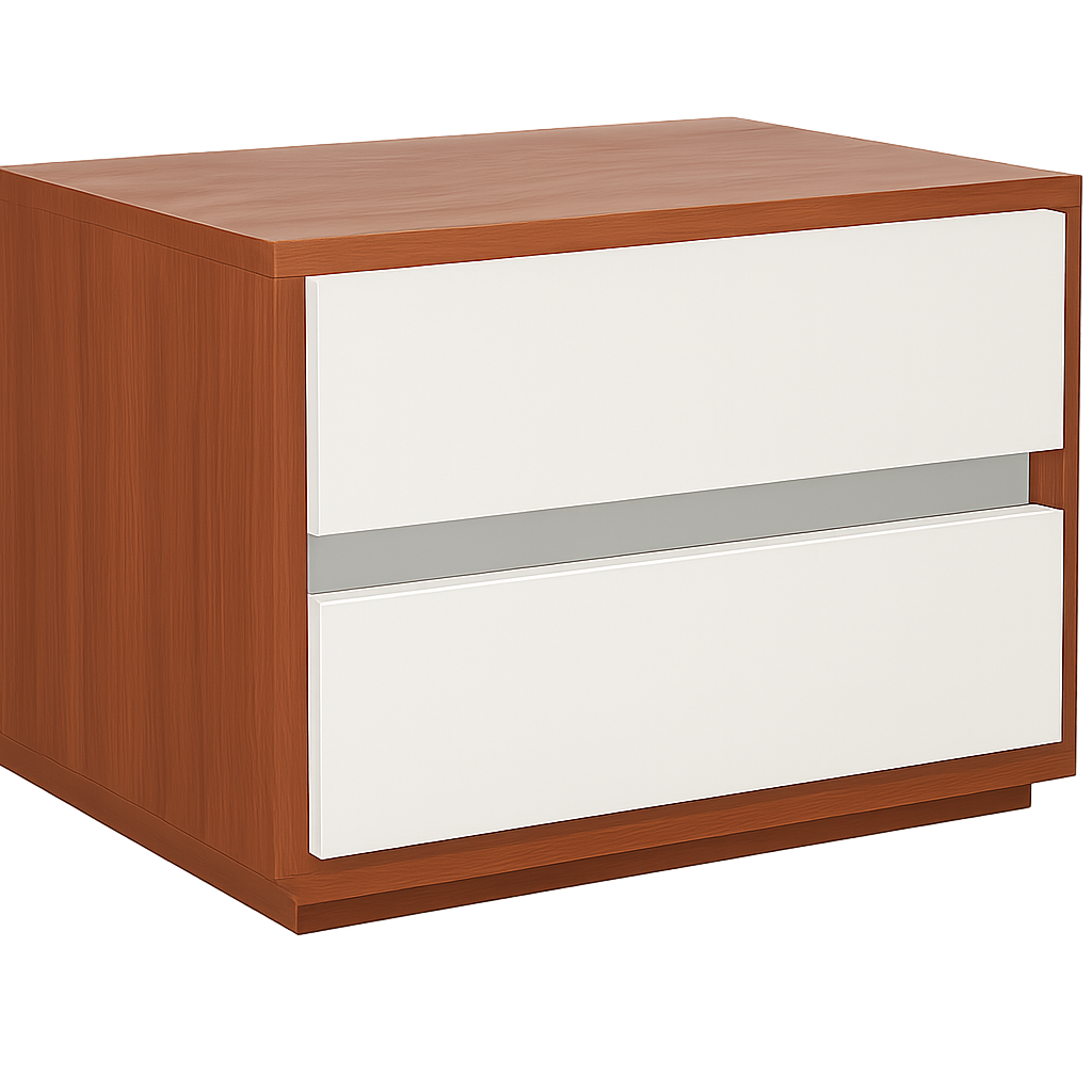 Mesa de Cabeceira (direita) L590 x L400 x A460 Branco glossy + Castanho