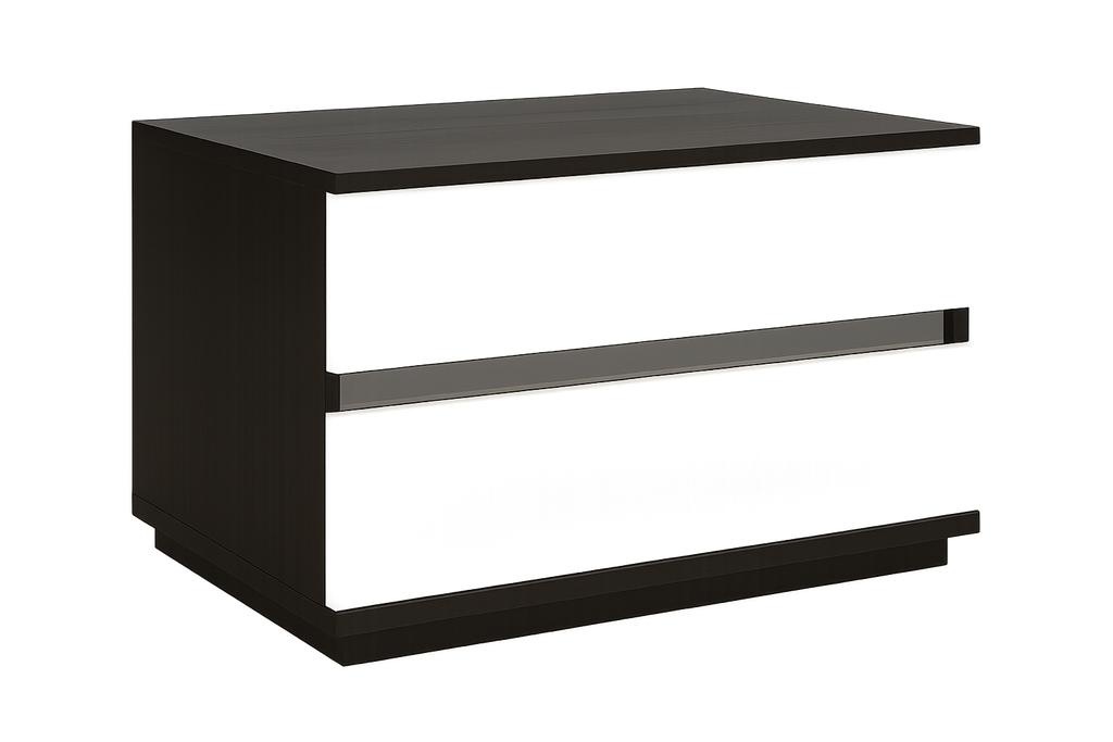 Mesa de Cabeceira-Branco glossy + castanho nogueira (esquerda) L590 x L400 x A460 