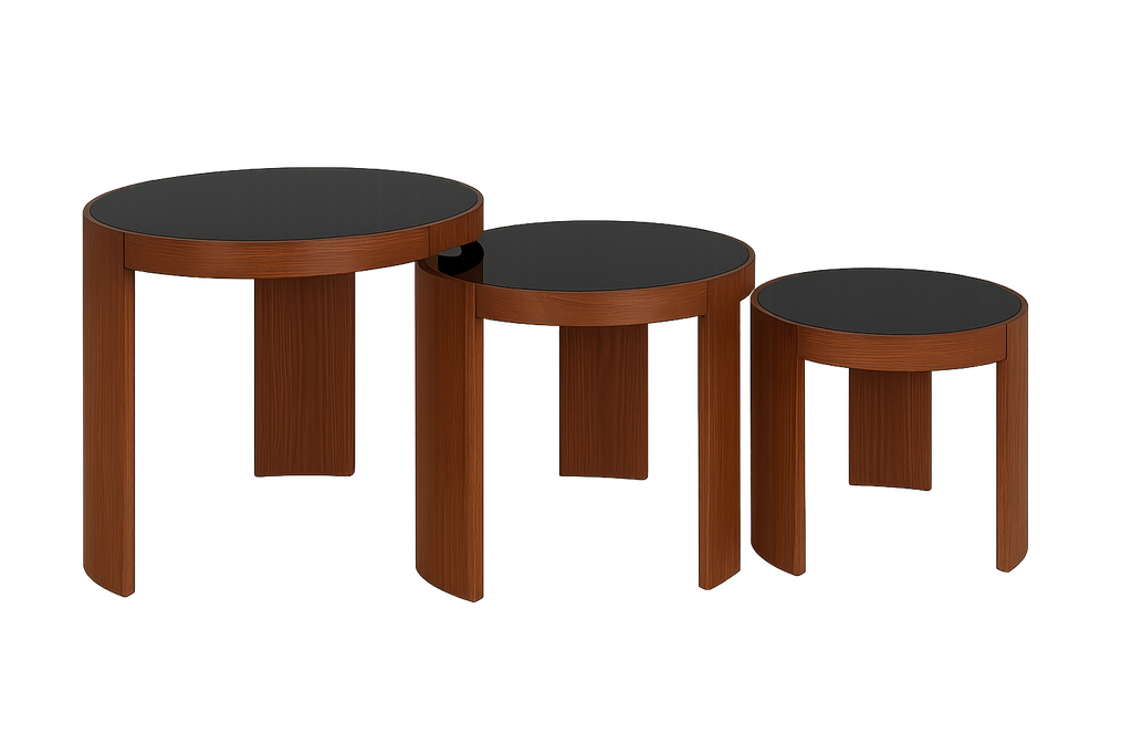 Conjunto de mesas Castanho- D550 x A505 D535 x A435 D520 x A365 