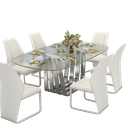 Mesa de jantar L2000 x L1000 x A750 Branco glossy + Cromo