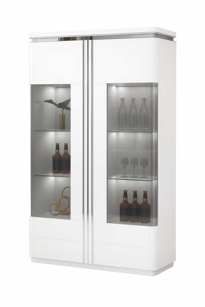 Armário de exposição- Branco glossy + Cromo- L1000 x L400 x A1900 