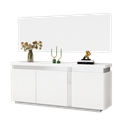 Armário sala de jantar- Branco glossy + Cromo com espelho- L1800 x L400 x A800 