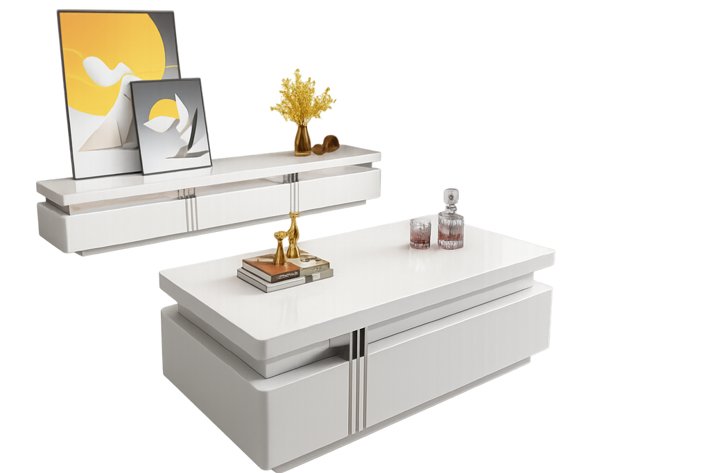 Rack de tv Branco glossy- L2000 x L400 x A420- Mesa de café 