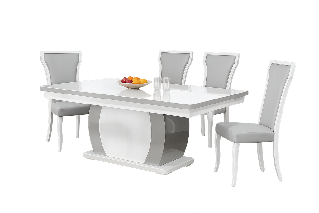 Mesa de jantar- Branco glossy + Cinza- L2000 x L1000 x A750 