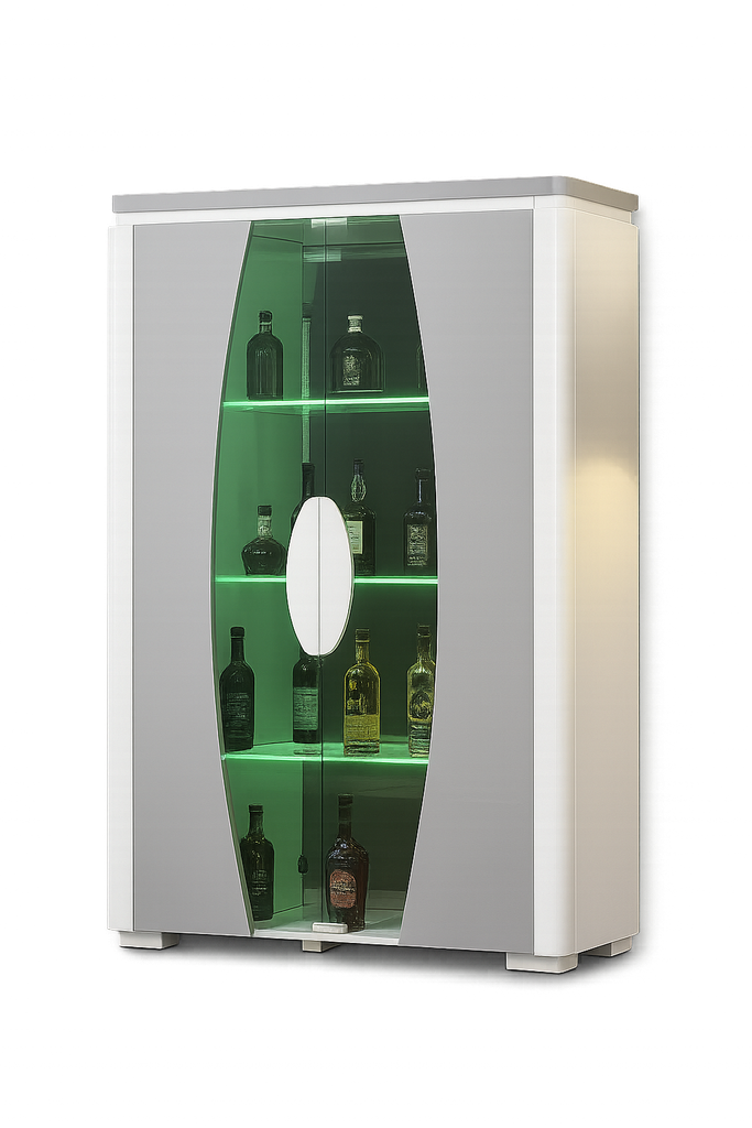 Armário de exposição- Branco glossy + Cinza- L1000 x L400 x A1900 