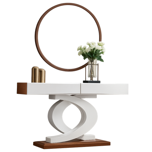 [99888-CNBR/WT] Aparador L1300 x L380 x A800 Castanho + Branco glossy