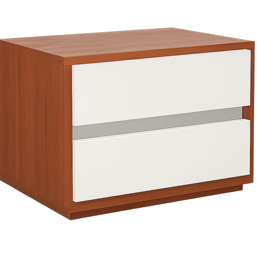 [90139L-NSBR/WT] Mesa de Cabeceira- Branco glossy + Castanho- (esquerda) L590 x L400 x A460 