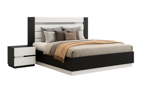 [90134-180-WBWN/WT] Cama-Branco glossy + castanho nogueira- L1870 x L2100 x A500 