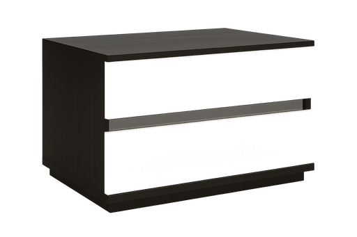 [90135R-NSWN/WT] Mesa de Cabeceira- Branco glossy + castanho nogueira (direita) L590 x L400 x A460 