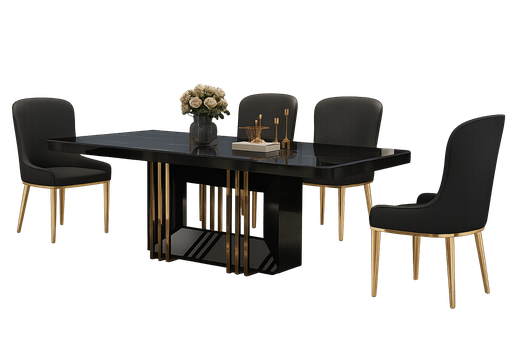 [90563DTL2010BK/GD] Mesa de jantar- Branco glossy + Cromo- L2000 x L1000 x A760