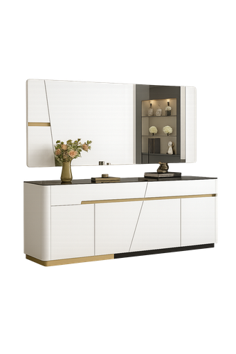 [99225-DNBK/WT] Armário sala de jantar- Preto glossy + branco glossy- L1800 x L400 x A800 