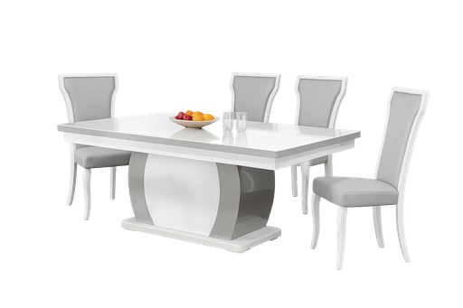 [99903ADTL2010GY] Mesa de jantar- Branco glossy + Cinza- L2000 x L1000 x A750 