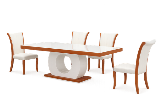 [90369DTL2010BR-WT] Mesa de jantar-Branco glossy + Castanho- L2000 x L1000 x A760 