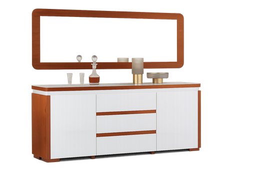 [90368-DNBR/WT] Armário sala de jantar L1800 x L400 x A800 Branco glossy + Castanho