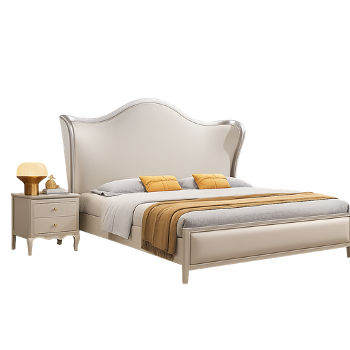 [116] Cama Creme e dourado 